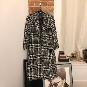 Houndstooth longline pea coat
